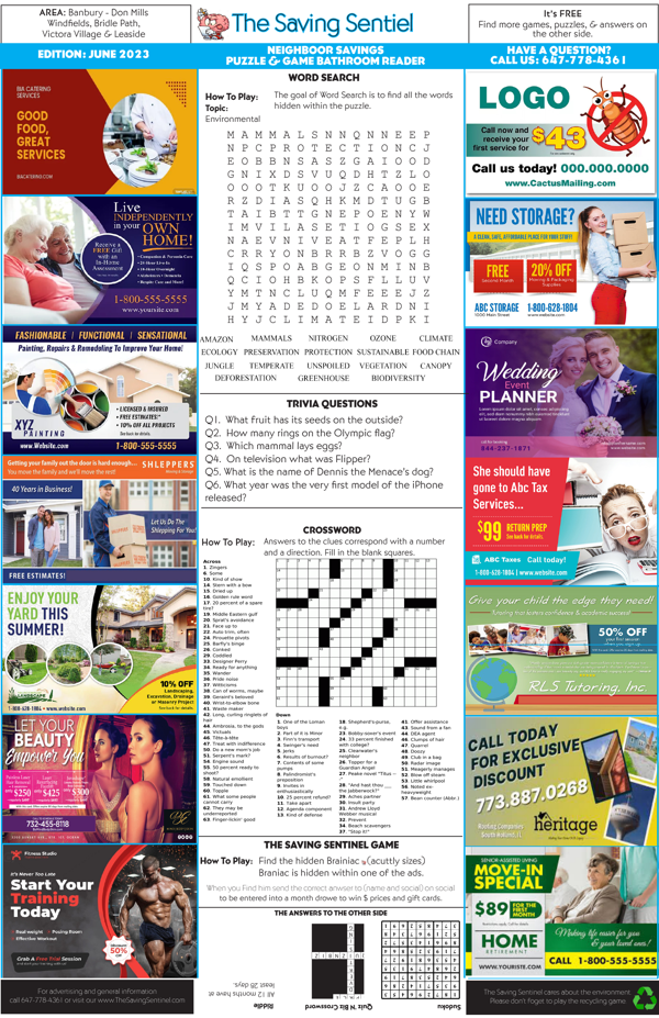 The Saving Sentinel Print Newsletter Preview